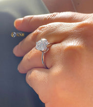 Load image into Gallery viewer, Round Cut Moissanite Engagement Ring Bridal Ring Crown Set Style 14k Solid White Gold Wedding Ring Six prong set Moissanite Solitaire 3.00ct
