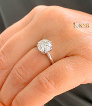 Load image into Gallery viewer, Crown Set Style 14k Solid White Gold Round Cut Moissanite Engagement Ring Solitaire Bridal Ring Six prong Wedding ring Solitaire 3.00ctw
