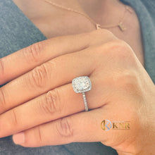 Load image into Gallery viewer, Cushion And Round Cut Diamond Engagement Ring IGI Certified 14K Solid White Gold Bridal Ring Halo Style Wedding Propose Ring 2.50ctw F-VS2
