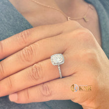 Load image into Gallery viewer, IGI Certified Cushion Cut And Round Cut Diamond Engagement Ring Halo Bridal Wedding Ring Propose Women's Ring 14K Solid White Gold 2.00ctw
