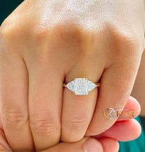 Load image into Gallery viewer, Radiant Shape Center And Trillion Cut Sides Moissanite Engagement Ring 14k Solid Yellow Gold Three Stone Style Wedding Bridal Ring 3.30ctw
