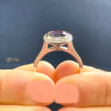 Load image into Gallery viewer, Natural Cushion Cut sapphire and Round Cut Sides Natural Diamonds Engagement Ring Bezel Set In 14k Solid White Gold Wedding Ring 2.50ctw
