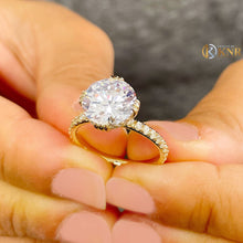 Load image into Gallery viewer, Round Cut Moissanite Engagement Ring Inner Halo Style Bridal Wedding Ring For Her In 14k Solid Yellow Gold Women's Ring Crown Setting 4.50ct
