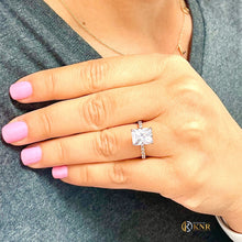 Load image into Gallery viewer, Radiant Cut Moissanite And Round Cut Sides Natural Diamonds Engagement Ring For Her Bridal Ring 14k Solid Rose Gold Wedding Ring 3.80ctw
