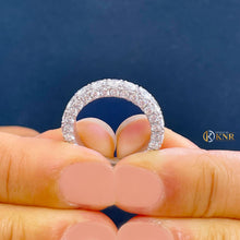 Load image into Gallery viewer, Round Cut Moissanite Three Sided Eternity Band Set In 14k Solid White Gold Anniversary Band Prong Set Bridal Band Design Wedding Band 4.00ct
