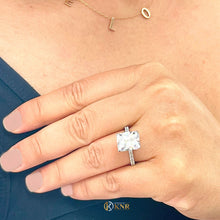 Load image into Gallery viewer, Radiant Cut Moissanite And Round Sides Engagement Ring Solitaire 14k Solid White Gold Bridal Set Wedding Ring Anniversary Ring For Her 3.80

