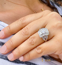 Load image into Gallery viewer, Round Cut And Baguettes Cut Diamond Engagement Ring Antique Style IGI Certified 14K Solid And Heavy White Gold Wedding Ring 2.75ctw F-VS2
