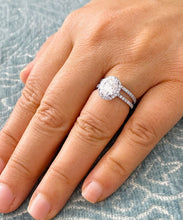 Load image into Gallery viewer, Oval Cut And Round Cut Sides Moissanite Engagement Ring And Matching Band Set Wedding Ring And Band Bridal Set In 14k Solid White Gold 2.10
