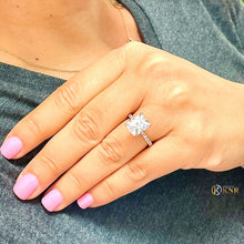 Load image into Gallery viewer, Radiant Cut Moissanite And Round Cut Sides Natural Diamonds Engagement Ring For Her Bridal Ring 14k Solid Rose Gold Wedding Ring 3.80ctw

