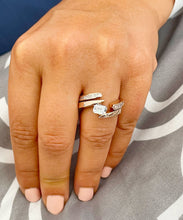 Load image into Gallery viewer, Emerald Cut Moissanite And Side Princess Cut Engagement Ring And Matching Band Semi Tension 14k Solid And Heavy Rose Gold Wedding Set 2.00ct

