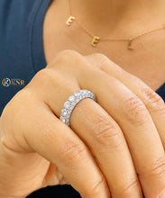 Load image into Gallery viewer, Round Cut Moissanite Three Sided Eternity Band Set In 14k Solid White Gold Anniversary Band Prong Set Bridal Band Design Wedding Band 4.00ct
