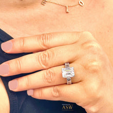 Load image into Gallery viewer, Emerald Cut Moissanite Engagement Ring Set In 14k Solid And Heavy White Gold Bridal Ring Wedding Propose Ring Prong Set Women's Ring 6.00ctw
