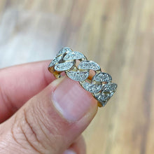Load image into Gallery viewer, Men's 14K Solid Yellow Gold Round Cut Natural Diamonds Ring Pave Set Men's Band Link Chain Style Men's Wedding Band Roght Hand Ring 1.00ctw
