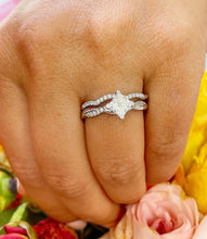 Load image into Gallery viewer, GIA Certified Natural Princess Cut Diamond Engagement Ring And Matching Band Bridal Set 14K Solid White Gold Wedding Set Propose Ring 1.00ct
