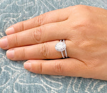 Load image into Gallery viewer, 14k Solid White Gold Oval And Round Cut Natural Diamonds Engagement Ring And Band Halo Art Deco 1.95ct
