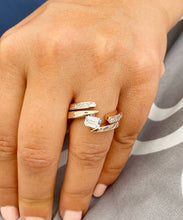 Load image into Gallery viewer, IGI Certified Emerald And Princess Cut Engagement Ring And Matching Band Bridal Semi Tension Set 14k Solid And Heavy Rose Gold 2.00ctw F-VS2
