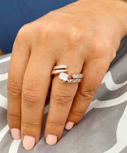 Load image into Gallery viewer, Emerald Cut Moissanite And Side Princess Cut Engagement Ring And Matching Band Semi Tension 14k Solid And Heavy Rose Gold Wedding Set 2.00ct
