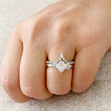 Load image into Gallery viewer, Asscher Cut Moissanite and Round And Pear Cut Cvd Diamond Engagement Ring And Matching Band Set In 14k Solid Yellow Gold Wedding Set 2.50ctw
