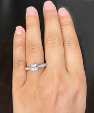 Load image into Gallery viewer, Princess Cut Moissanite And Round Cut Sides Engagement Ring Three Sided Style Bridal Ring 14K Solid White Gold Wedding Ring For Her 2.40ctw
