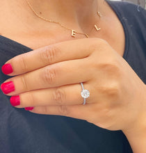 Load image into Gallery viewer, Round Cut Moissanite and Round Cut Natural Diamond Sides In 14k Solid White Gold Engagement Ring Prong Set Minimalist Wedding Ring 1.40ctw

