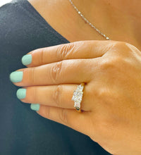 Load image into Gallery viewer, Princess Cut Engagement Ring IGI Certified Set In 14k Solid Yellow Gold Wedding Bridal Ring Three Stone Style Bridal Ring Prong Set 2.20ctw

