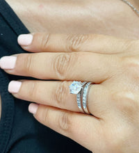 Load image into Gallery viewer, Round Cut Moissanite Engagement Ring And Matching Band Wedding Set Bridal Ring And Band Set Set In 14K Solid White Gold Ring Set 1.90ctw
