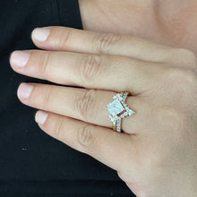Load image into Gallery viewer, Asscher Cut Moissanite and Round And Pear Cut Sides Engagement Ring And Matching Band In 14k Solid Yellow Gold Wedding Bridal Set 2.50ctw
