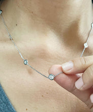 Load image into Gallery viewer, Round Cut Cvd Diamond Bezel Set Necklace Pendent Diamond By The Yard Style Set In 14K Solid White Gold Wedding Bridal Gift For Her 2.00ctw
