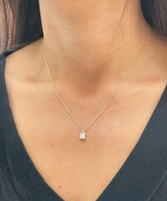 Load image into Gallery viewer, Princess Cut Moissanite Prong Set Solitaire Necklace And Chain In 14k Solid Yellow Gold Bridal Gift Lady's Delicate Wedding Gift 1.00ct
