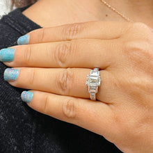 Load image into Gallery viewer, EGL USA Certified Emerald Cut Center And Princess And Baguettes Cut Natural Diamond Engagement Ring Bridal Wedding 14k Solid White Gold 2.50
