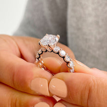Load image into Gallery viewer, Round Cut Diamonds Engagement Ring IGI Certified Set In 14k Solid Rose Gold Bridal Ring 3/4 Eternity Style Prong Set Wedding Ring 4.00ctw
