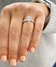 Load image into Gallery viewer, Round Cut Moissanite And Cvd Round Cut Side Diamonds Engagement Ring Eternity Style Set In 14k Solid Rose Gold Prong Set Wedding Ring 4.00ct
