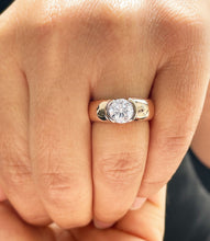 Load image into Gallery viewer, Round Cut Diamond Engagement Ring Semi Bezel Set Solitaire Ring IGI Certified 14k Solid Rose Gold Bridal  Ring Women's Wedding Ring 1.20ct
