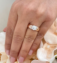 Load image into Gallery viewer, Round Cut Diamond Engagement Ring Semi Bezel Set Solitaire Ring IGI Certified 14k Solid Rose Gold Bridal  Ring Women's Wedding Ring 1.20ct
