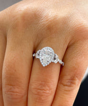 Load image into Gallery viewer, Pear Shape Moissanite and Round And Marquee Sides Engagement Ring Halo Style Wedding Bridal Ring 14k Solid White Gold Ring For Her 2.35ctw
