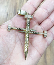 Load image into Gallery viewer, Nail Design Cross 14K Yellow Gold Solid And Heavy Approx 45 Grams Set With Round Cut Natural diamonds 2.00ctw
