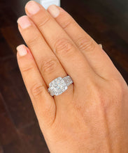 Load image into Gallery viewer, Princess Cut Moissanite And Round And Princess Cut Sides Engagement Ring 14k Solid And Heavy White Gold Halo Style Wedding Bridal Ring 3.20
