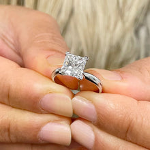 Load image into Gallery viewer, Princess Cut Moissanite Engagement Ring Solitaire Four Prong Setting 14k Solid White Gold Bridal Wedding Ring Propose Ring For Her 2.00ct
