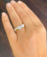 Load image into Gallery viewer, Round Cut Moissanite Engagement Ring Semi Tension Set Solitaire Ring Set In 14k Solid And Heavy White Gold Bridal Wedding Ring For Her 1.00
