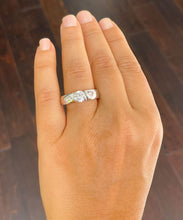 Load image into Gallery viewer, 14k Solid And Heavy White Gold Round Cut Natural Diamond Engagement Ring Tension Set Ring Solitaire Ring Wedding Ring 0.75ctw
