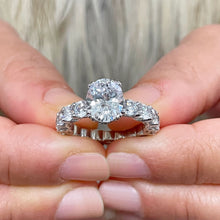 Load image into Gallery viewer, IGI Certified Eternity Style Oval Shape Diamond Engagement Ring Prong Set Wedding Ring 14k Solid White Gold Bridal Ring For Her 4.00ct F-VS2
