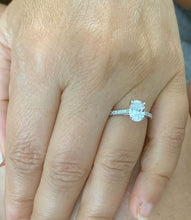 Load image into Gallery viewer, 14k solid white gold oval and round cut natural diamond engagement ring art deco halo bridal wedding prong set band stunning 1.40ctw

