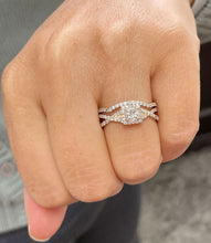 Load image into Gallery viewer, GIA Certified Princess Cut And Round Cut Sides Natural Diamond Engagement Ring And Matching Band Halo Bridal Set 14k solid yellow gold 1.20
