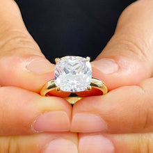 Load image into Gallery viewer, Cushion Cut Moissanite Engagement Ring Solitaire set in 14k Solid Yellow Gold Bridal Solitaire Ring For Her Wedding Ring Minimalist 4.00ct
