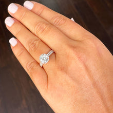 Load image into Gallery viewer, Round Cut Moissanite Engagement Ring And Matching Band Halo Style Wedding Set In 14k Solid Rose Gold Anniversary Bridal Set For Her 2.00ctw
