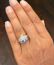 Load image into Gallery viewer, Round Cut Moissanite And Princess Cut Sides Engagement Ring And Matching Band Tension Set In 14k Solid And Heavy White Gold Wedding Set 1.70
