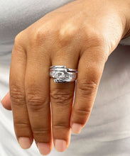 Load image into Gallery viewer, GIA Certified Natural Round Cut Center And Princess Cut Sides Diamond Engagement Ring And Matching Band Tension 14k Solid White Gold 1.60ctw
