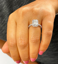 Load image into Gallery viewer, Cushion Cut And Round Cut Diamond Engagement Ring IGI Certifide 14k Solid White Gold Bridal Ring Halo Wedding Ring For Her 2.80ctw F-VS2
