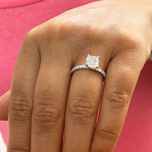 Load image into Gallery viewer, Cushion Cut Moissanite And Natural Round Cut Sides Diamonds Engagement Ring In 14k Solid White Gold Bridal Ring Women's Wedding Ring 1.95ctw
