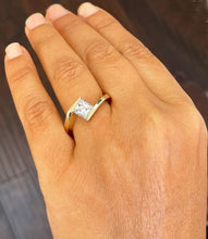Load image into Gallery viewer, Princess Cut Diamond Engagement Ring Tension Set IGI Certified Set In 14k Solid Yellow Gold Wedding Ring Solitaire Style Bridal Ring 1.20ct
